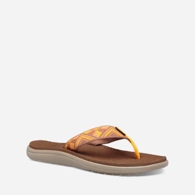 Teva Voya - Women's Teva Flip Flops - Orange Flower | India (BZPW53948)